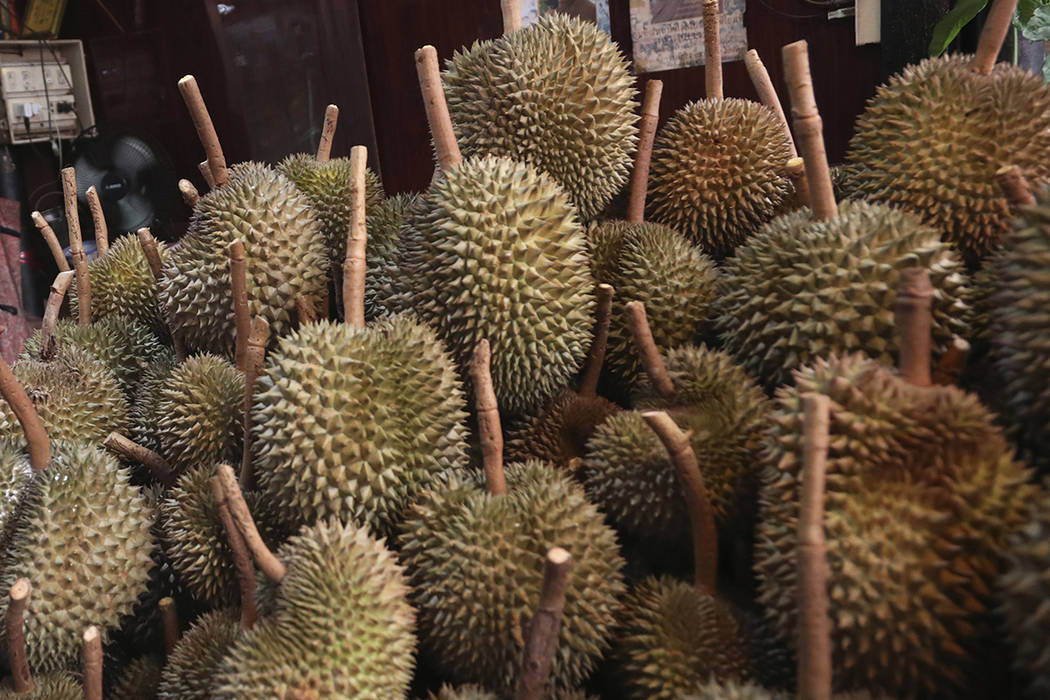 FILE - This Sept. 3, 2019, file photo shows durians for sale in Bangkok. Police in Hawaii are i ...