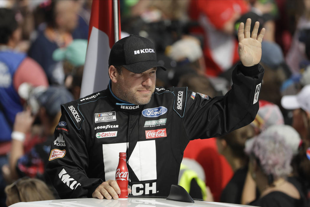 FILE - In this Sunday, Feb. 16, 2020, file photo, Ryan Newman waves before the NASCAR Daytona ...