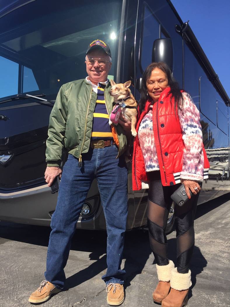 Chris and Rina Calhoon purchased a 2019 Fleetwood Pace Arrow recently from Findlay RV at 4530 B ...