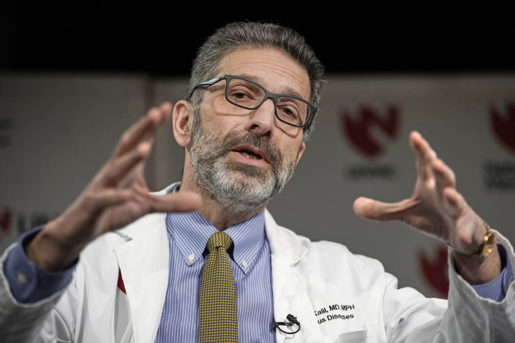 Dr. Andre Kalil, of the University of Nebraska Medical Center, speaks in Omaha, Neb., Tuesday, ...