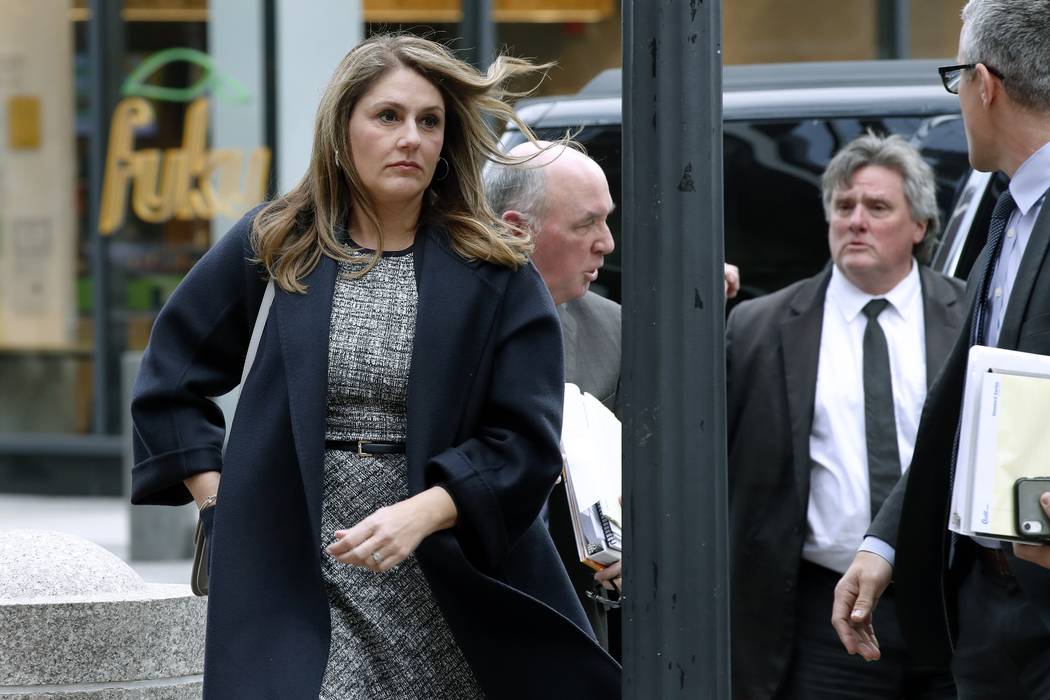 Michelle Janavs arrives at federal court, Tuesday, Feb. 25, 2020, in Boston, for sentencing in ...