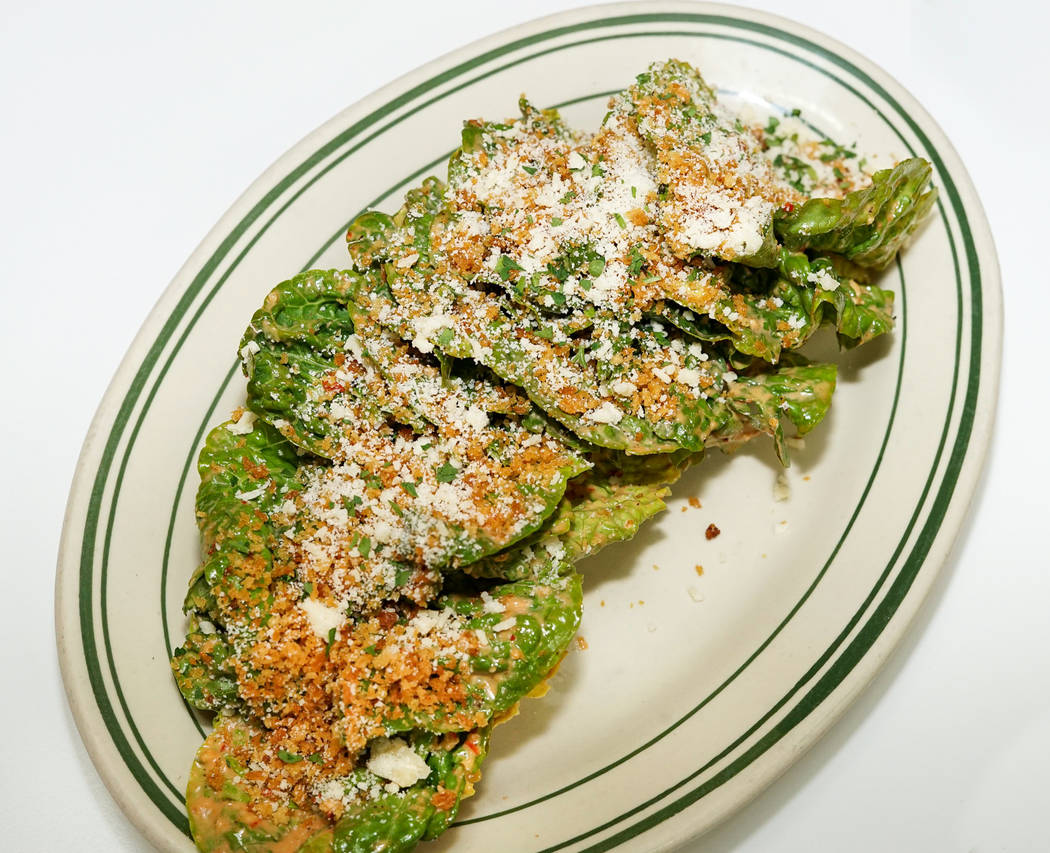 Gem lettuce with Calabrian chili dressing and Parmesan. (Erica Gould)