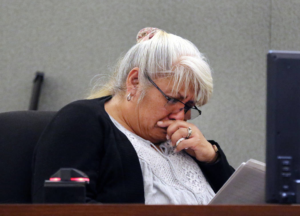 Bernadine Morimoto, the grand mother of murder victim 3-year-old Abygaile Bennett, weeps as she ...