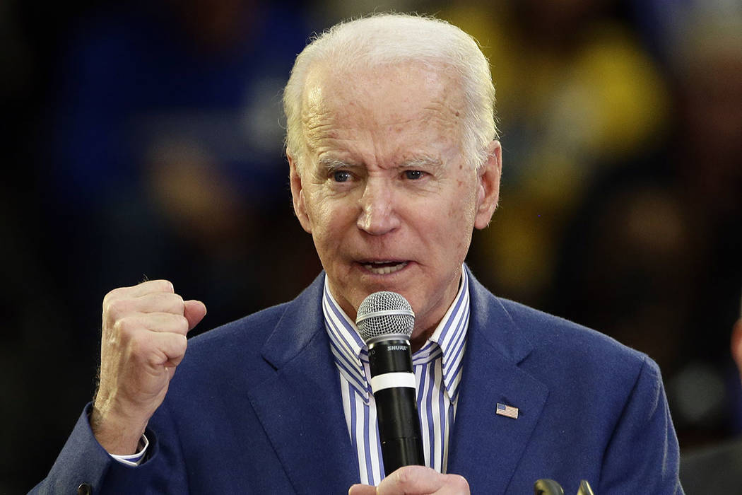 Former Vice President Joe Biden speaks at a campaign event at Saint Augustine's University in R ...