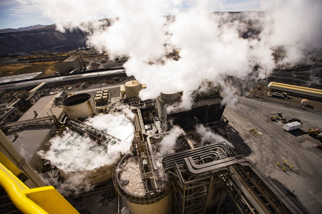 A view looking out from the Goldstrike roaster cooling tower at Nevada Gold Mines' Carlin opera ...