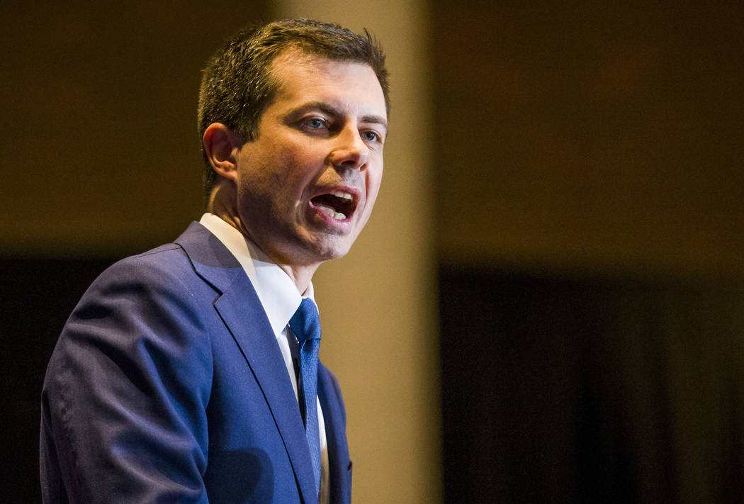 Pete Buttigieg ends his presidential campaign during a speech to supporters, Sunday, March 1, 2 ...
