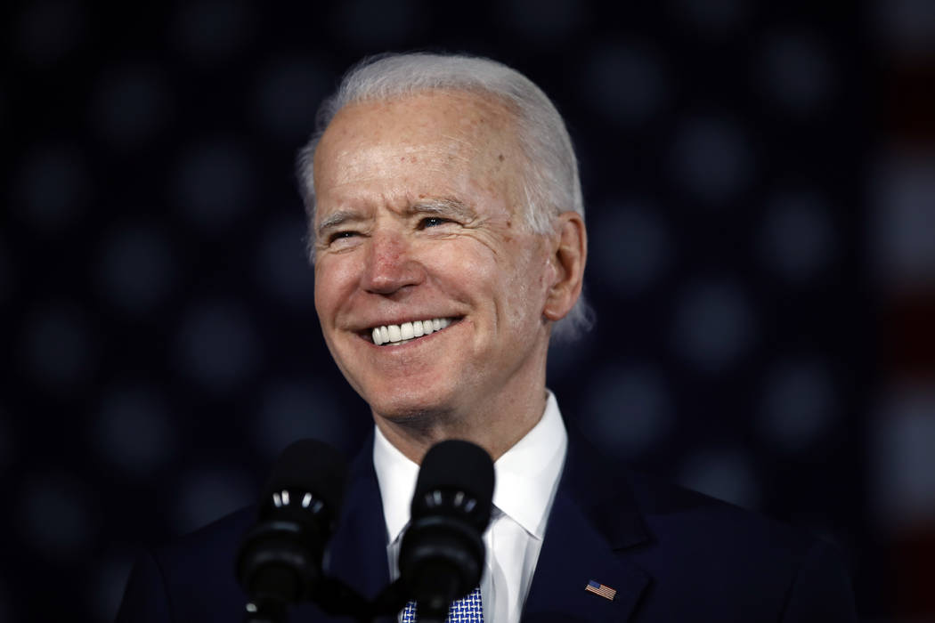 Democratic presidential candidate former Vice President Joe Biden speaks at a primary night ele ...