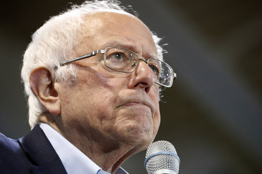 Democratic presidential candidate Sen. Bernie Sanders, I-Vt., addresses a campaign rally Saturd ...