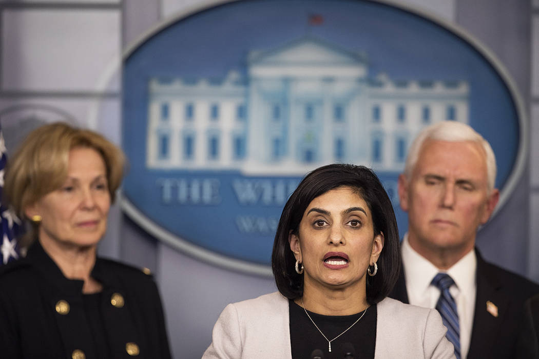 Administrator of the Centers for Medicare and Medicaid Services Seema Verma, with White House c ...