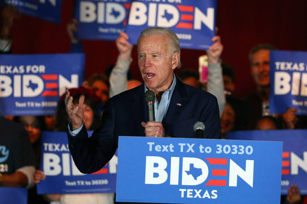 Democratic presidential candidate former Vice President Joe Biden speaks after being endorsed b ...