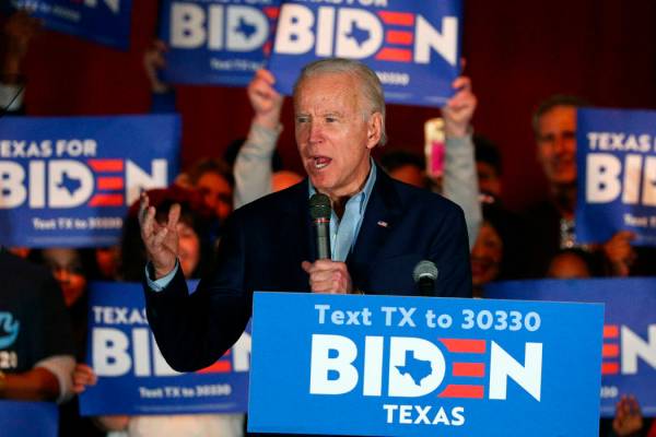 Democratic presidential candidate former Vice President Joe Biden speaks after being endorsed b ...