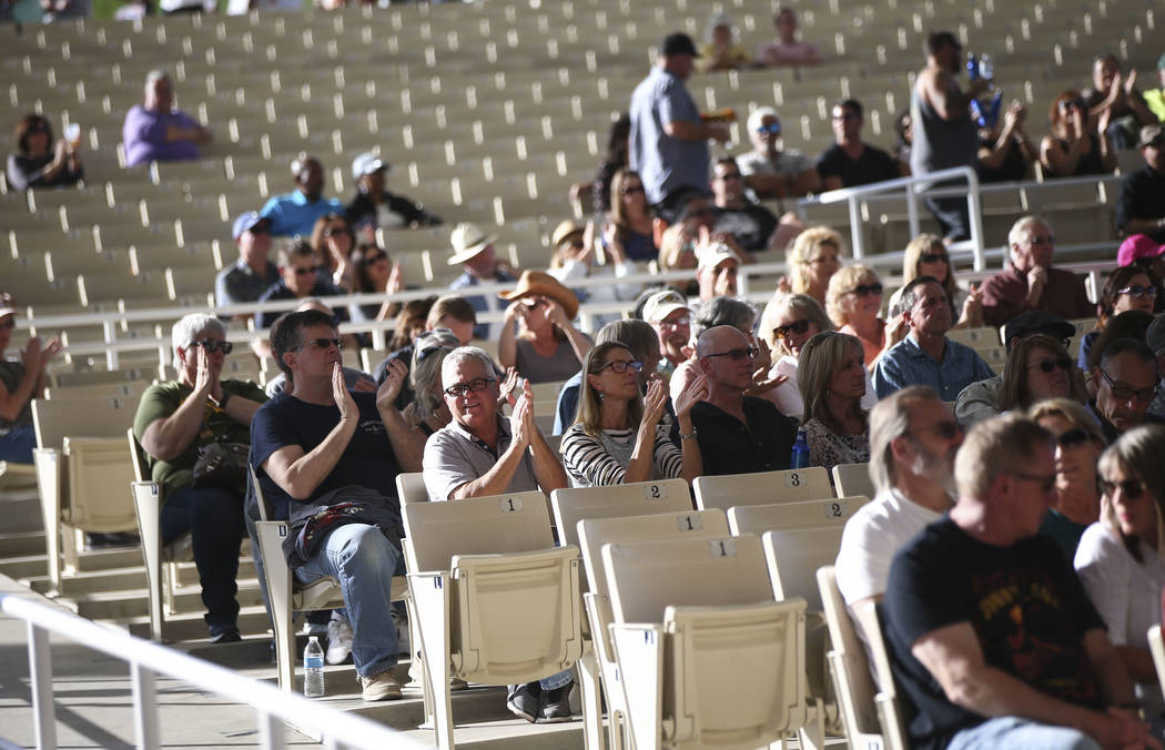 Attendees cheer as Quinn Sullivan performs during Henderson Bluesfest at Henderson Pavilion on ...