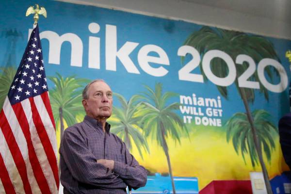 In this March 3, 2020 photo, Democratic presidential candidate former New York City Mayor Mike ...