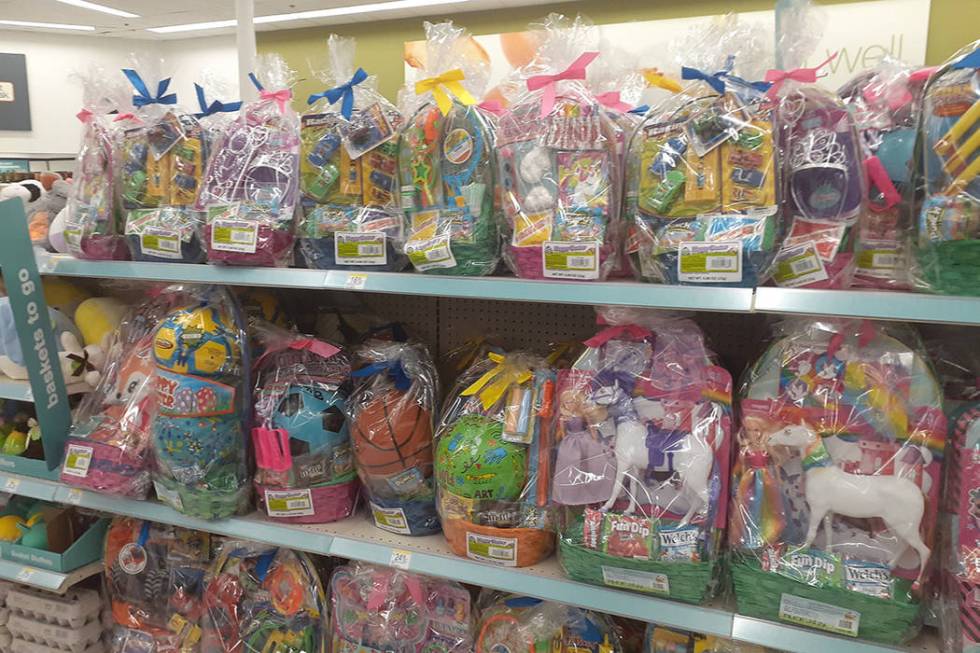 The Easter basket aisle at Walgreens, 2389 E. Windmill Lane in Las Vegas. (Tony Garcia/Las Vega ...