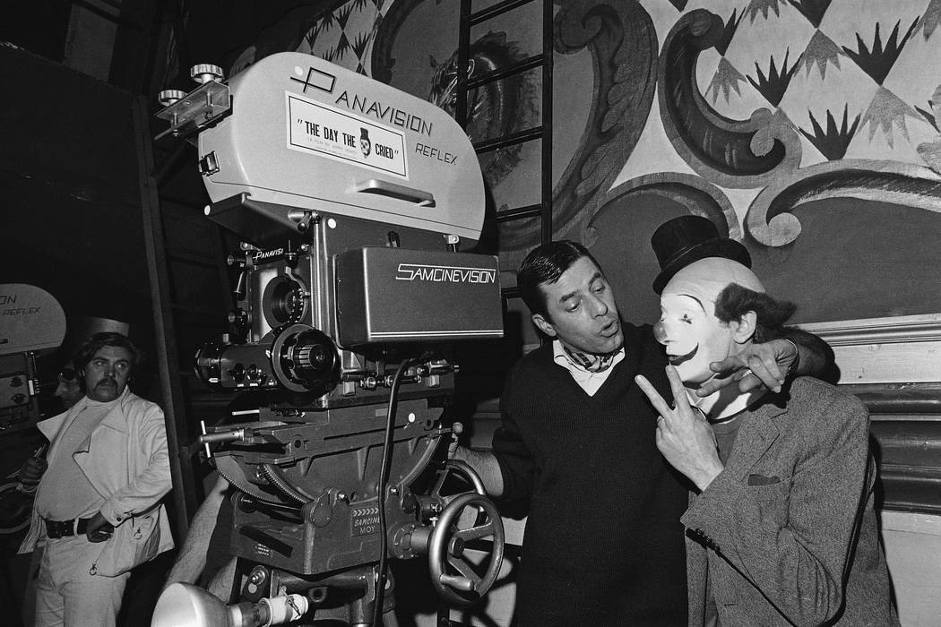 Jerry Lewis, center, shot first sequence of his film The Day the Clown cried and seen here left ...