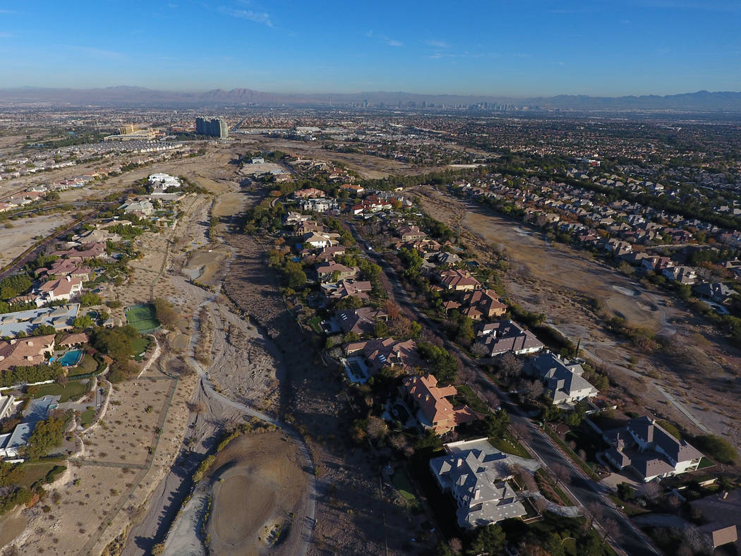 Aerial view of former Badlands golf course, as seen from Hualapai Way in Summerlin in December ...