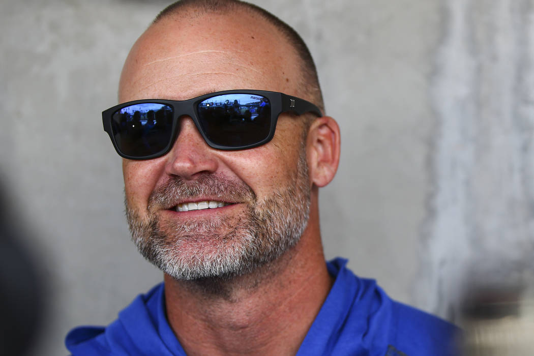 Chicago Cubs manager David Ross speaks with the media before a baseball game against the Cincin ...