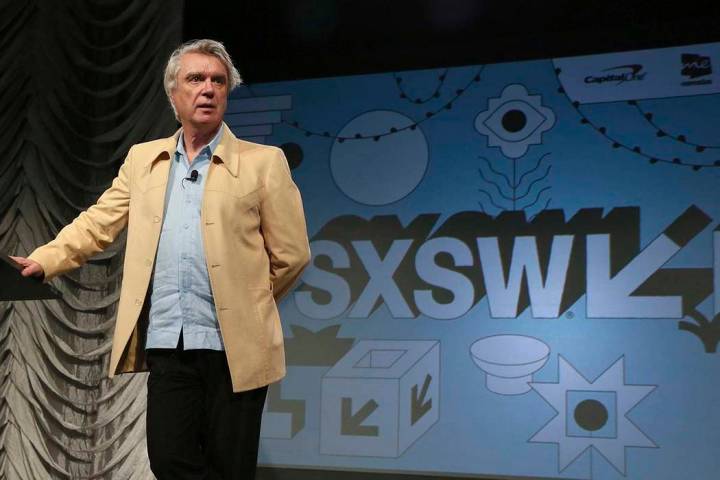 In this March 13, 2019 file photo, David Byrne takes part in the "Reasons To Be Cheerful" featu ...