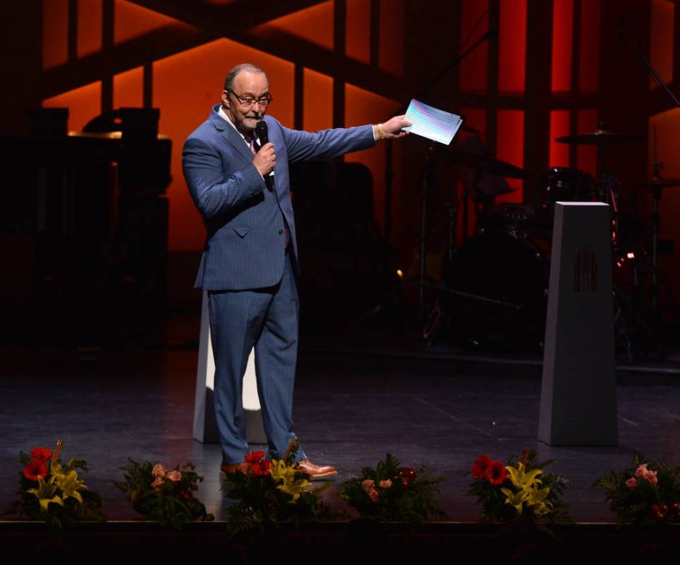 Myron Martin, President and CEO of the Smith Center, introduces former first lady Laura Bush du ...