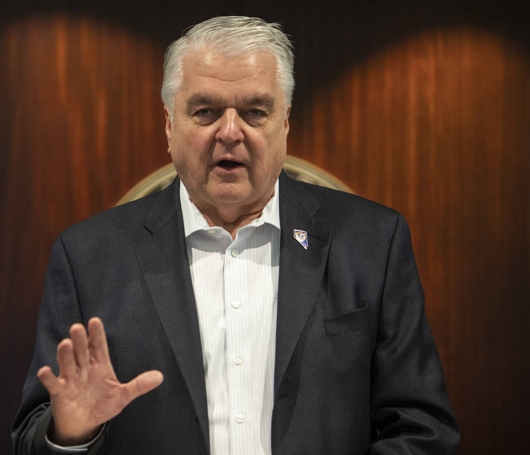 Governor Steve Sisolak addresses the media regarding Nevada's response to the coronavirus outbr ...