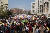 Pakistani activists take part in an International Women's Day rally in Lahore, Pakistan, Sunday ...