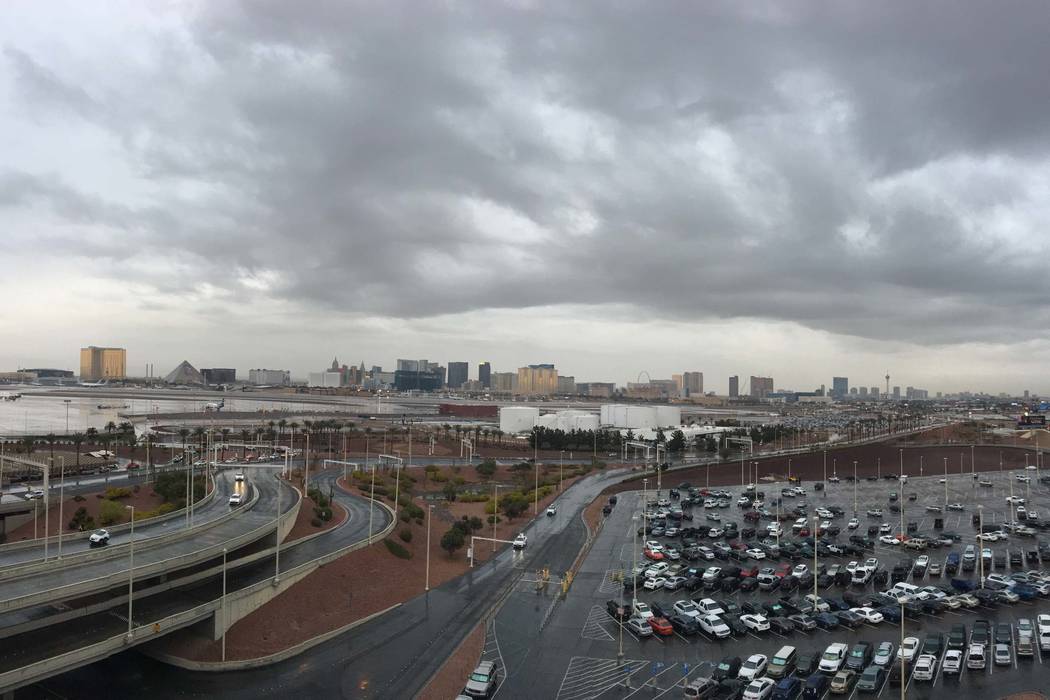 Rainy, overcast skies in Las Vegas on Tuesday, March 10, 2020. (Michael Quine/Las Vegas Review- ...
