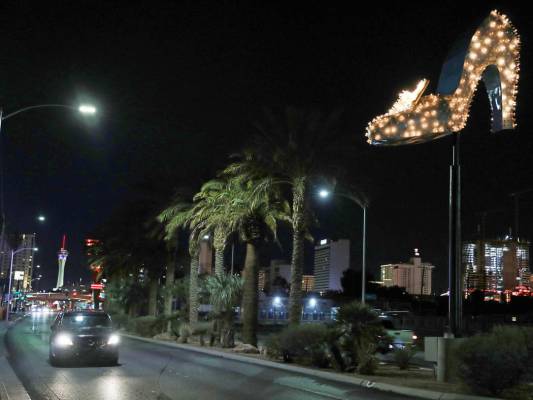 The neon Silver Slipper is seen just west of the Neon Museum Boneyard in Las Vegas on Wednesday ...
