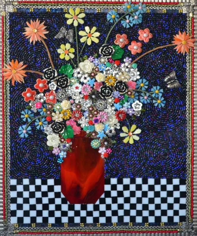 Lisa Fields Clark_Red-Vase_2017_MixedMediaMosaic_20x16