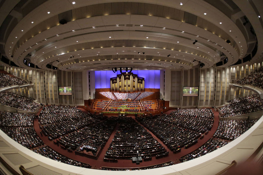 The afternoon session of the two-day Mormon church conference begins Saturday, April 5, 2014, i ...