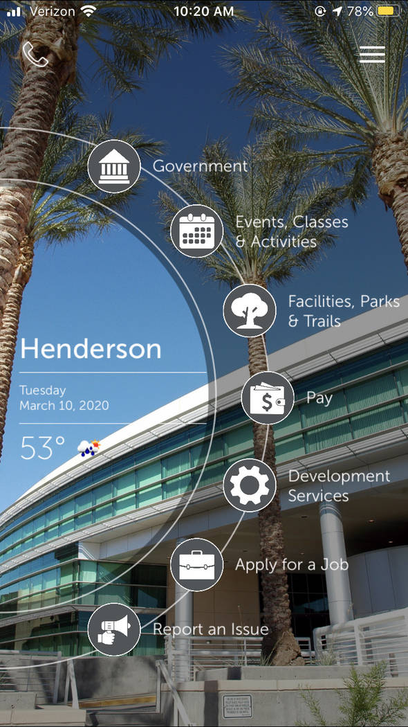 The city of Henderson rolled out a new mobile app in February that allows users to access featu ...