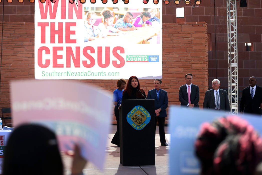 Henderson Mayor Debra March speaks during the Southern Nevada 2020 Census Kick Off Event at the ...