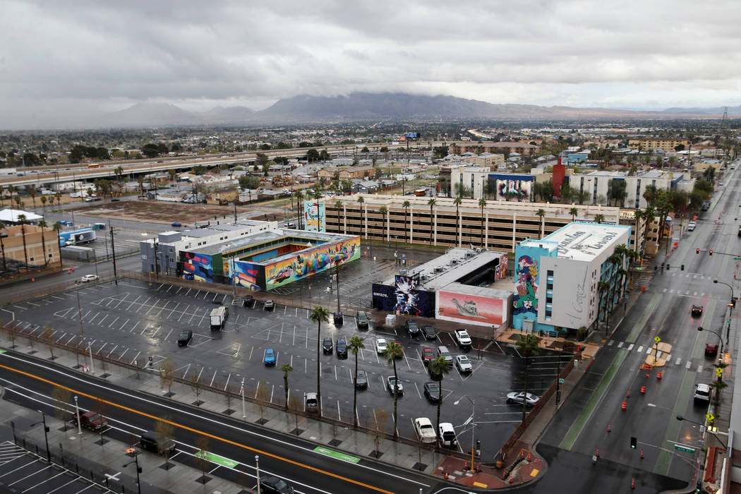 Commuters make their way into downtown Las Vegas on U.S. Highway 95 Friday, March 13, 2020, aft ...