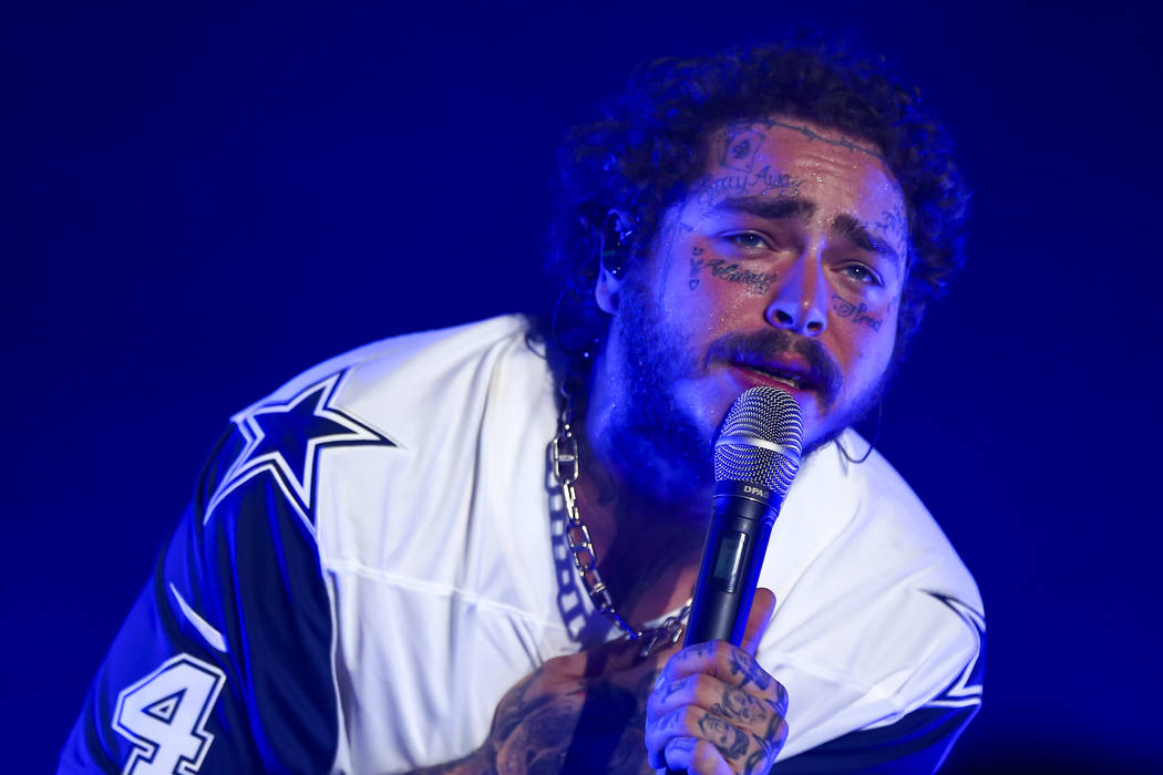 Post Malone performs at the downtown stage during day 3 of the Life is Beautiful festival in do ...