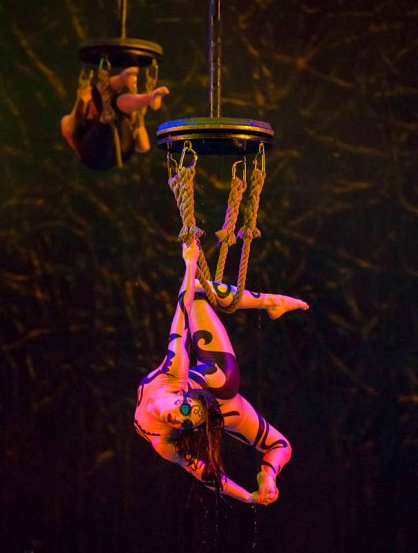 Performers with Cirque du Soleil rehearse the scene “Fishermen” during a sneak pr ...