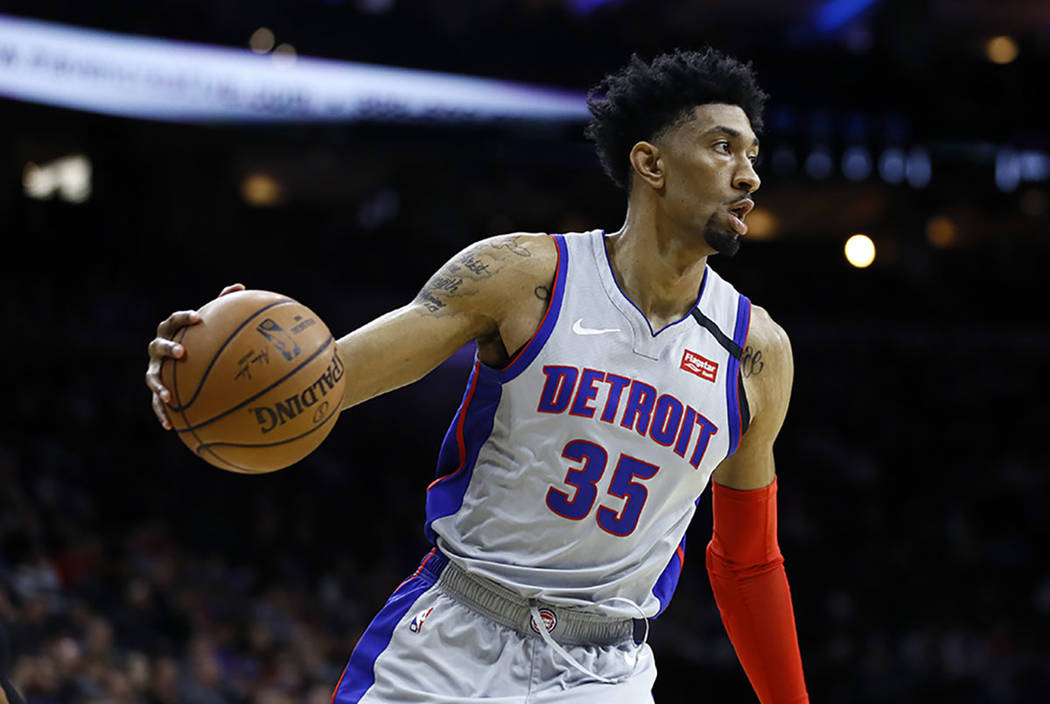 Detroit Pistons' Christian Wood plays against the Philadelphia 76ers, Wednesday, March 11, 2020 ...