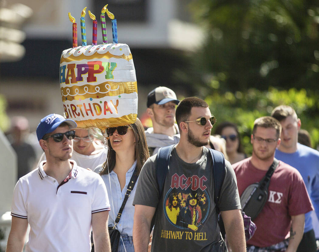 Foot traffic on the Strip was largely uninterrupted by concerns about the coronavirus on Saturd ...