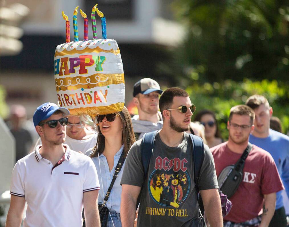 Foot traffic on the Strip was largely uninterrupted by concerns about the coronavirus on Saturd ...