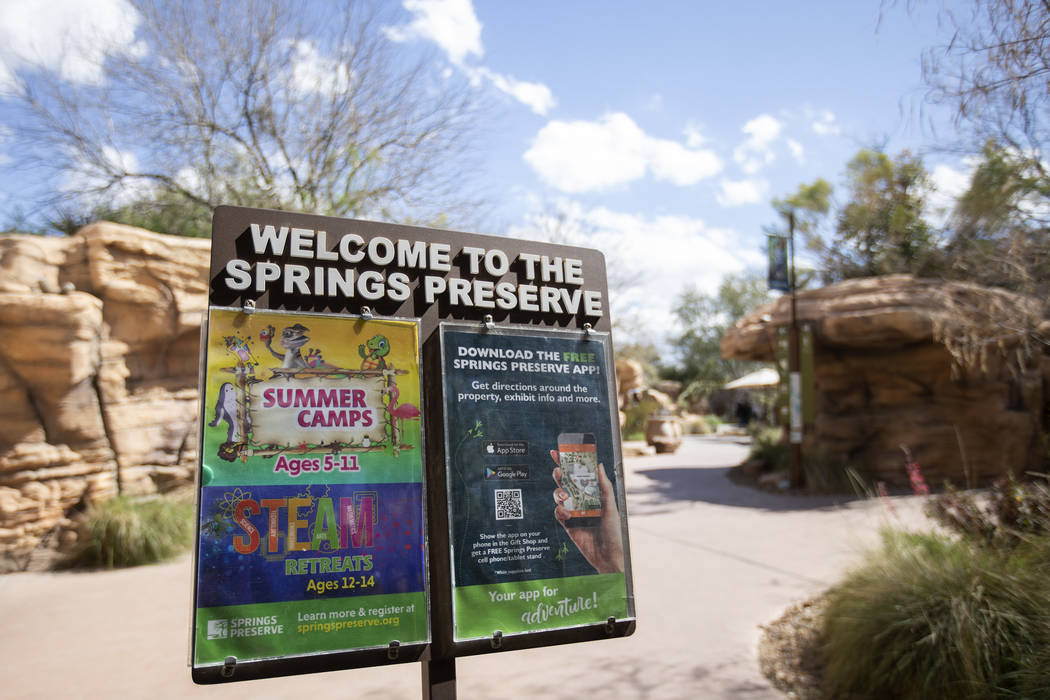 Springs Preserve, citing coronavirus concerns, will close to the public beginning Monday, March ...