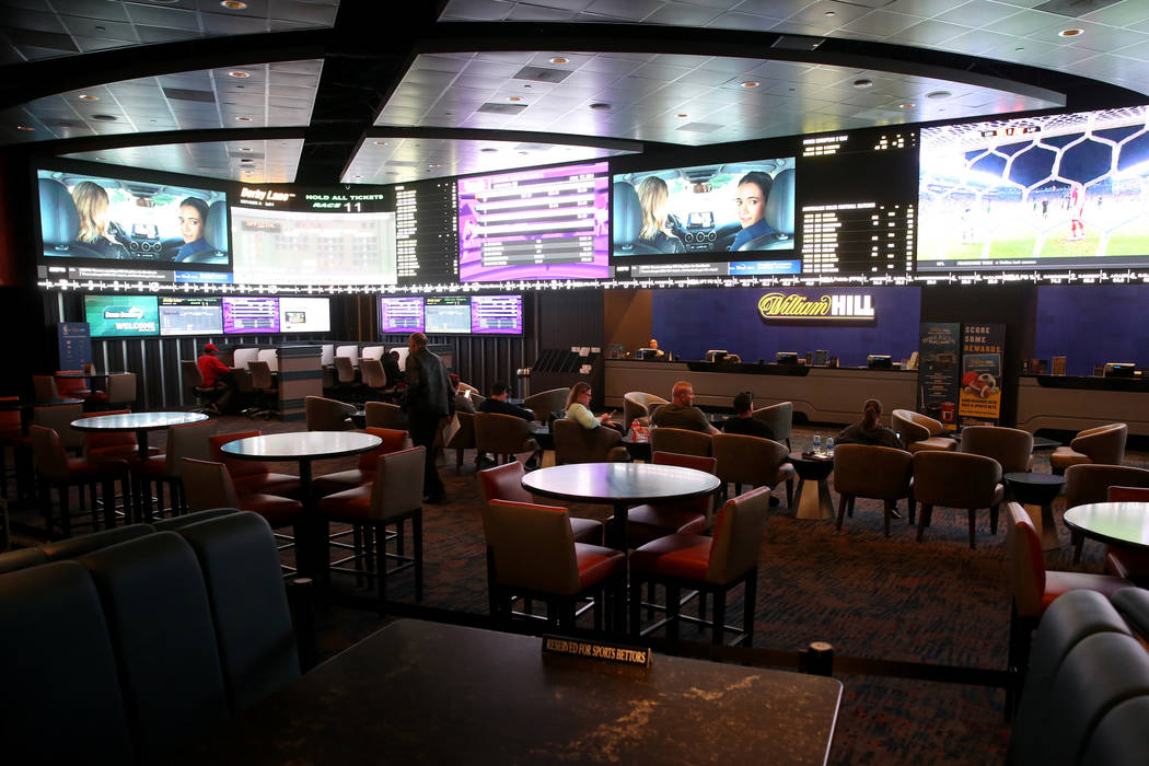 The sportsbook at The Strat Monday, March 16, 2020. (K.M. Cannon/Las Vegas Review-Journal) @KMC ...