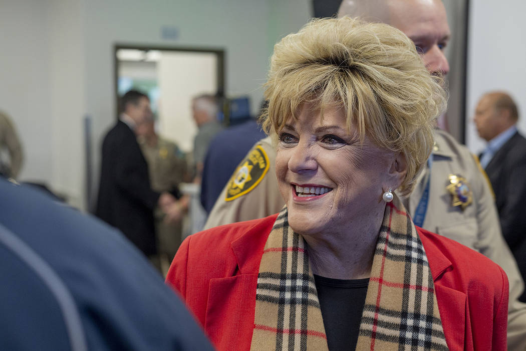 Las Vegas Mayor Carolyn Goodman greets members of the community during the official opening cer ...