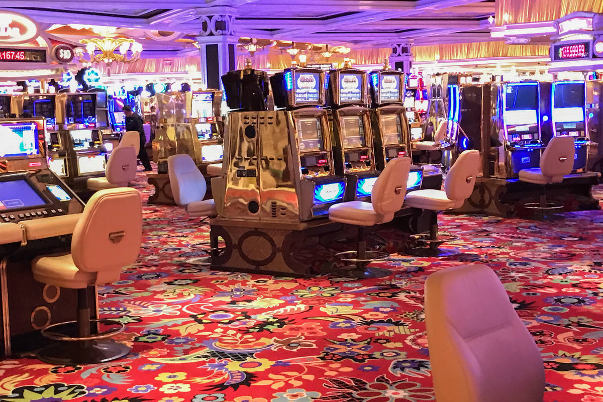 The Wynn, which will cease all operations by 6 p.m., has an empty casino floor on Tuesday, Marc ...