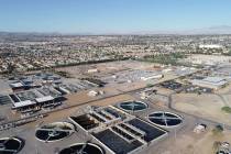 A drone photo from 2018 shows the Flamingo Water Resource Center, the largest sewage treatment ...
