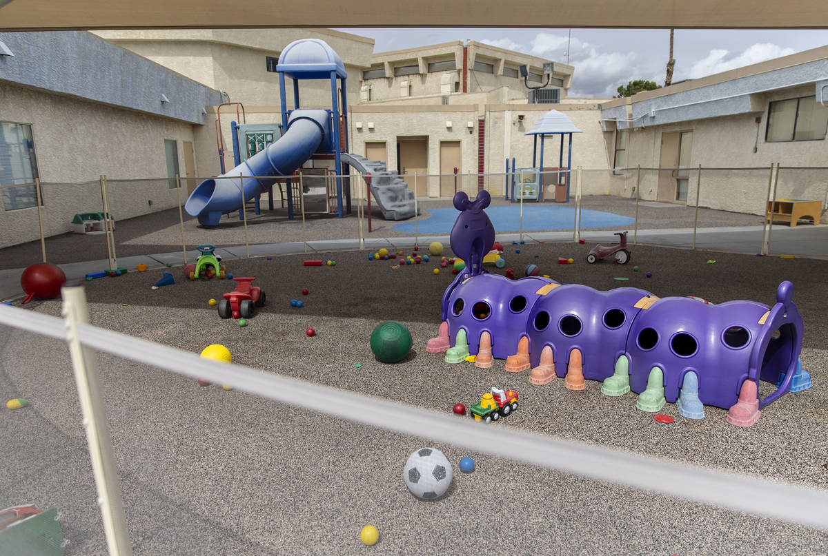The playground at New Horizons Preschool is completely empty on Wednesday, March 18, 2020, in L ...