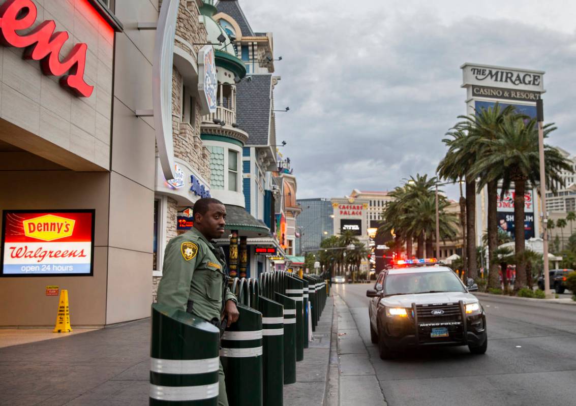 The Las Vegas Strip is largely empty after Gov. Steve Sisolak ordered a mandatory shutdown of m ...