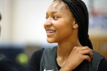 Centennial junior Taylor Bigby completes a drill during practice at Centennial high school in L ...