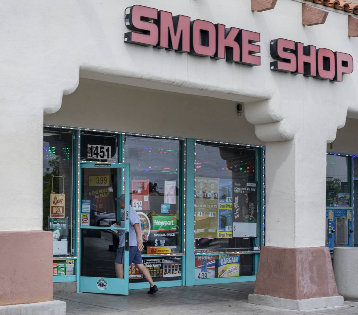 Jit 4 Cigarettes Cheap, a smoke shop, at 1451 North Jones Boulevard in Las Vegas remains open d ...