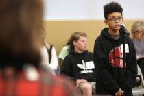 Kane Richey, a fifth grader at Mooreville Elementary School, concentrates as he competes in the ...