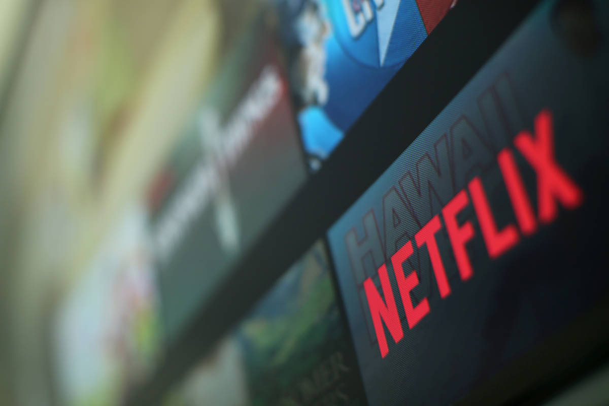 The Netflix logo is pictured on a television in this illustration photograph taken in Encinitas ...