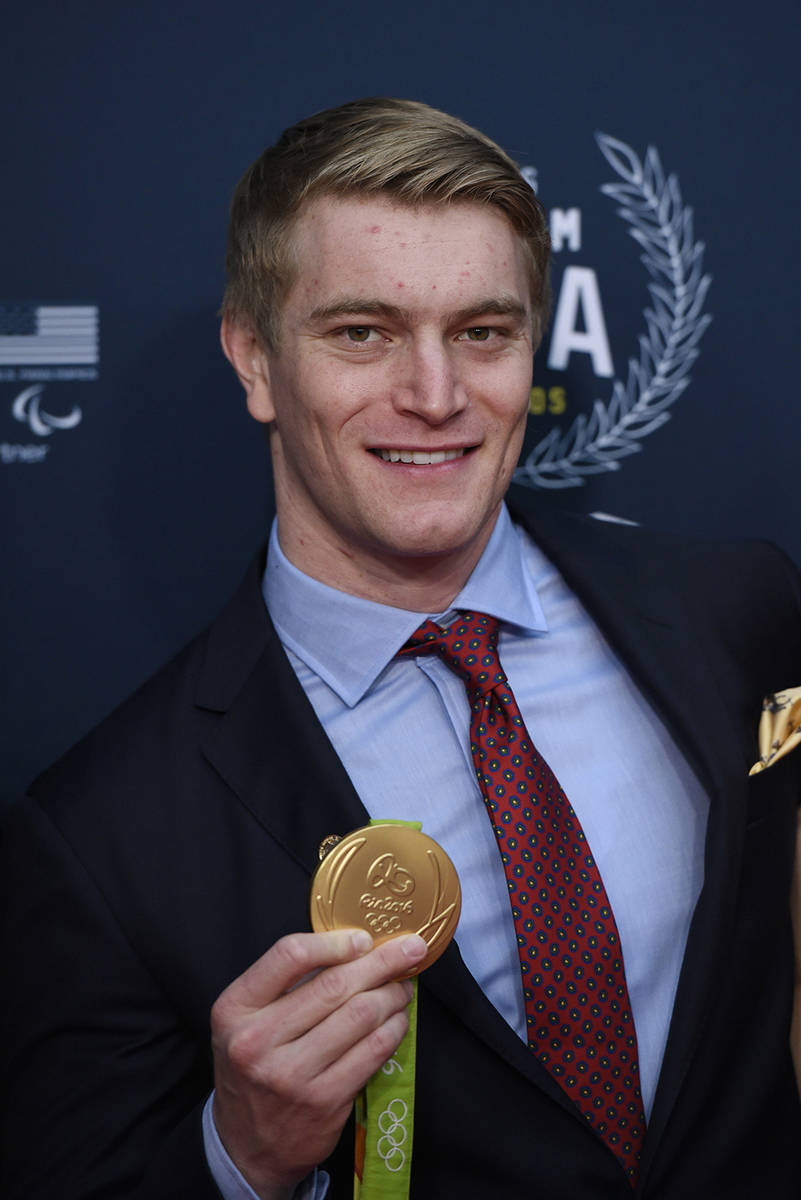 BMX cyclist Connor Fields poses on red carpet at Georgetown University in Washington on Wednesd ...