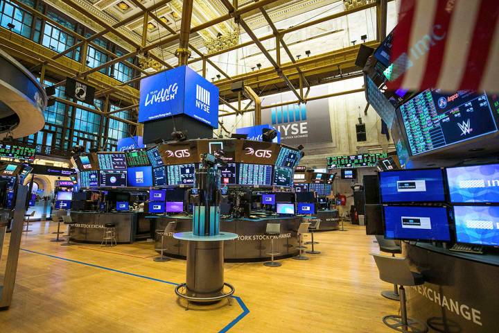 This photo provided by the New York Stock Exchange shows the unoccupied NYSE trading floor, clo ...